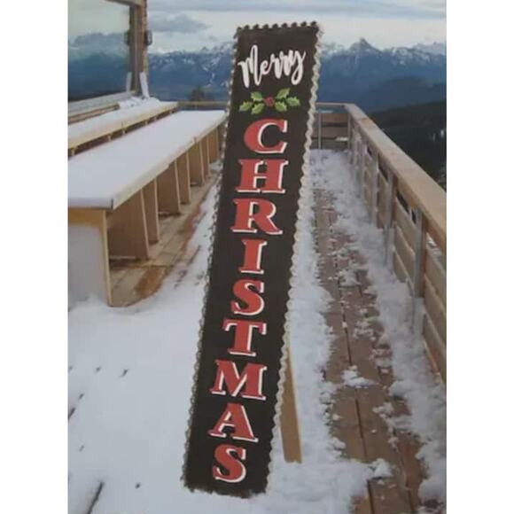 New! Merry Christmas Wooden Black Red Porch Sign Glitzhome Holiday Festive 36" - Picture 2 of 7